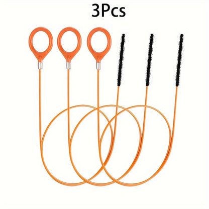 [Extra-Long Drain Hook] 1pc / 3pcs Extra-Long Stainless Steel Drain Hook with Nylon Coating — Suitable for Bathroom Sinks, Bathtubs, and Showers