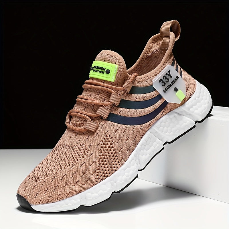 New Popcorn Sole Men's Shoe High Elasticity Flying Weaving Mesh Surface Ultra Light Running Shoe Thin Mesh Sports Shoe