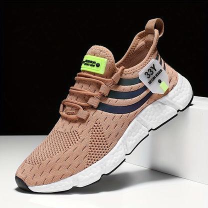 New Popcorn Sole Men's Shoe High Elasticity Flying Weaving Mesh Surface Ultra Light Running Shoe Thin Mesh Sports Shoe