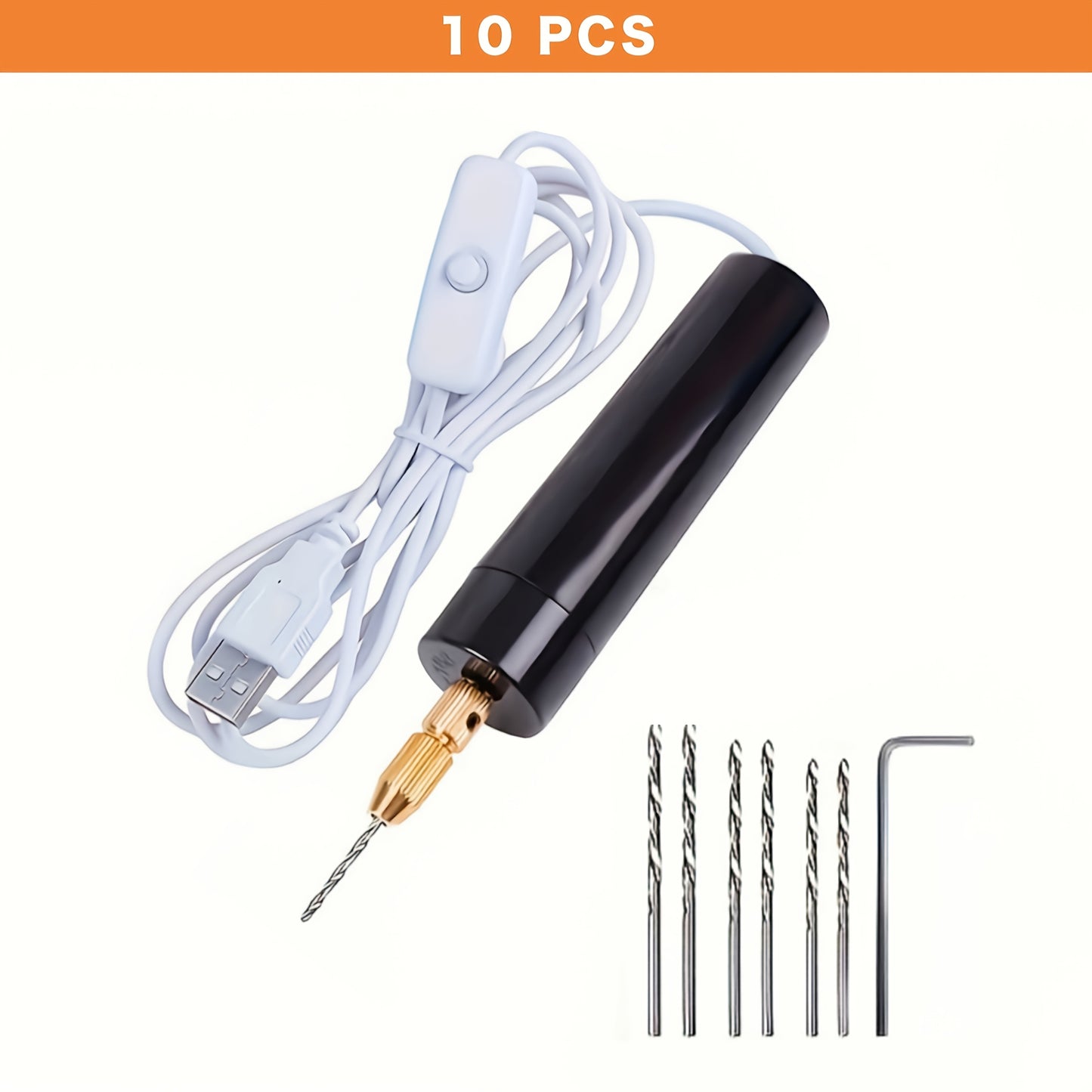 [Mini Drill Set] 10pcs/110pcs/410pcs Mini Drill Set | USB-Powered Electric Mini Drill Kit with Bits, Wrench, Hex Key Pliers, Resin Casting Mold - DIY Keychain Craft Tool for Resin Plastic Wood Polymer Clay Jewelry Pendant Making - Three Sets to Meet Your