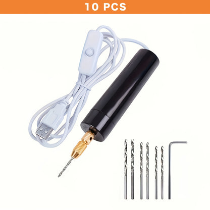 [Mini Drill Set] 10pcs/110pcs/410pcs Mini Drill Set | USB-Powered Electric Mini Drill Kit with Bits, Wrench, Hex Key Pliers, Resin Casting Mold - DIY Keychain Craft Tool for Resin Plastic Wood Polymer Clay Jewelry Pendant Making - Three Sets to Meet Your