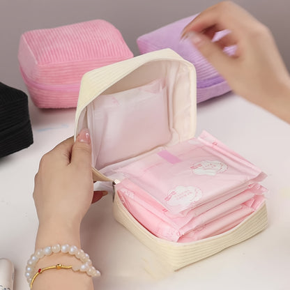 A Storage Bag for Sanitary Pads Made of Thick Plush Fabric, a Portable Mini Pouch for Sanitary Napkins, a Large Capacity Organizer for Small Items Like Cosmetics And Lipsticks, Perfect for Travel