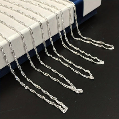 5pcs Silver-plated Plated Link Chain Necklaces with Lobster Clasps - 16-30 Inch Versatile Jewelry Making Chains for Fashion Accessories, Fashion Jewelry Making|Textured Metal Chains|Durable Metal Chains, Jewelry Making Supplies