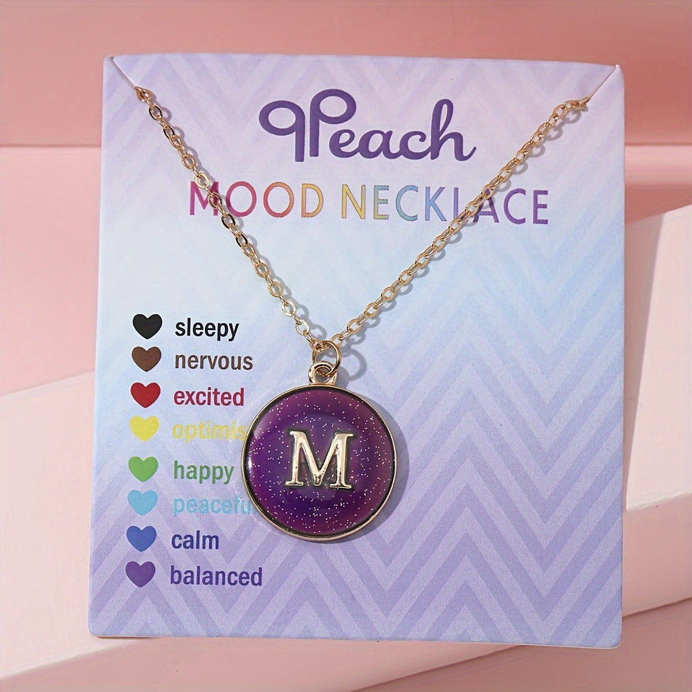 1pc of Temperature-Sensitive Color-Changing Letter Pendant Novelty Oil Drop Necklace (Color Changes with Temperature)