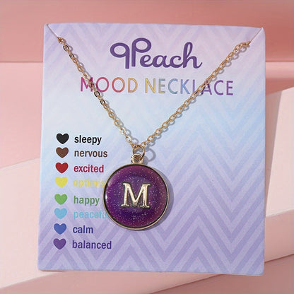 1pc of Temperature-Sensitive Color-Changing Letter Pendant Novelty Oil Drop Necklace (Color Changes with Temperature)