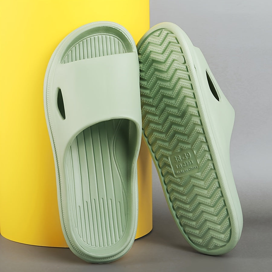 New Four Seasons Hot Selling Fashionable Versatile Casual Soft Minimalist Finger Guard Black Glossy Silent Thick-Soled Non-Slip Odor-Resistant EVA Material Men'S Slip-On Home Cool Slippers