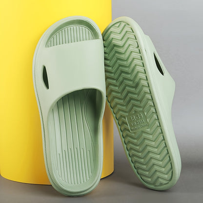 New Four Seasons Hot Selling Fashionable Versatile Casual Soft Minimalist Finger Guard Black Glossy Silent Thick-Soled Non-Slip Odor-Resistant EVA Material Men'S Slip-On Home Cool Slippers