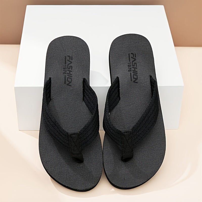 [Soft Flip Flops] Super Soft Men's Flip Flops | Non-Slip Thick EVA Sole Beach Sandals with Black & Orange Accents, Lightweight Durable Casual Slippers for Outdoor, Hiking, Camping, Bathroom & Home Use, Anti-Odor Fabric