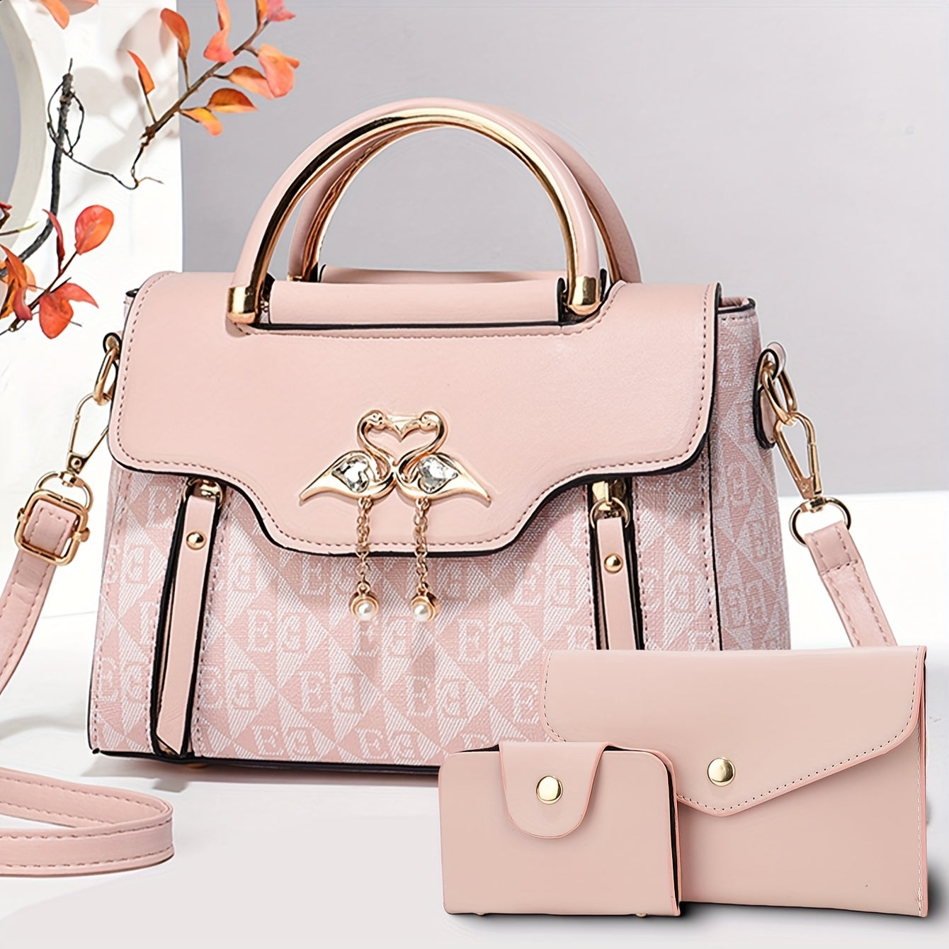 New Stylish Three-Piece Set Bag with Trendy Prints for Women, Casual Handbag