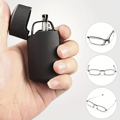 Elegant Reading Glasses, Unisex, Foldable Antenna Frame, Compact Lighter Case Design, Christmas Gifts