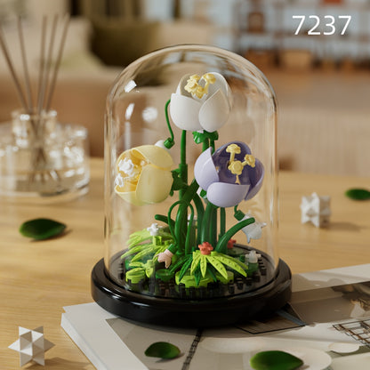 [Romantic Flower Blocks] Romantic DIY Flower Building Blocks Set - Desktop Ornament & Puzzle Toy, Perfect Birthday Gift Ramadan Mubarak
