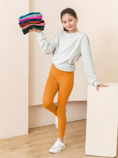 SOFTMILK Girls' Leggings / Super Soft High-Stretch / Solid Black Tight Pants with Elastic Waistband / All-Season Stretchy for Girls / Everyday & Formal Outfits