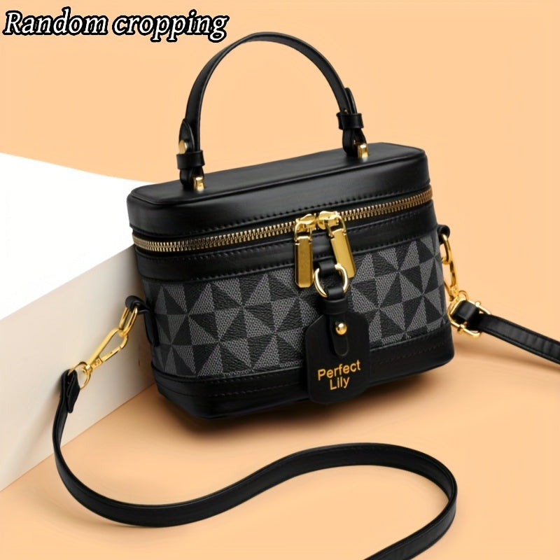 Fashion Geometric Print Women'S Crossbody Bag |, Removable Strap, Zipper Closure, Ideal for Daily Use and Travel Essentials Storage