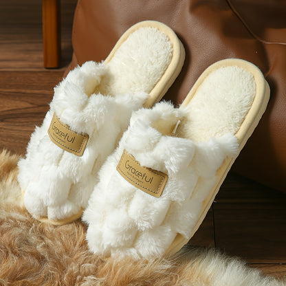 Elegant Women'S Indoor Fluffy Slippers for Winter, Stylish And Easy House Shoes with Plush Warmth., Women Shoes