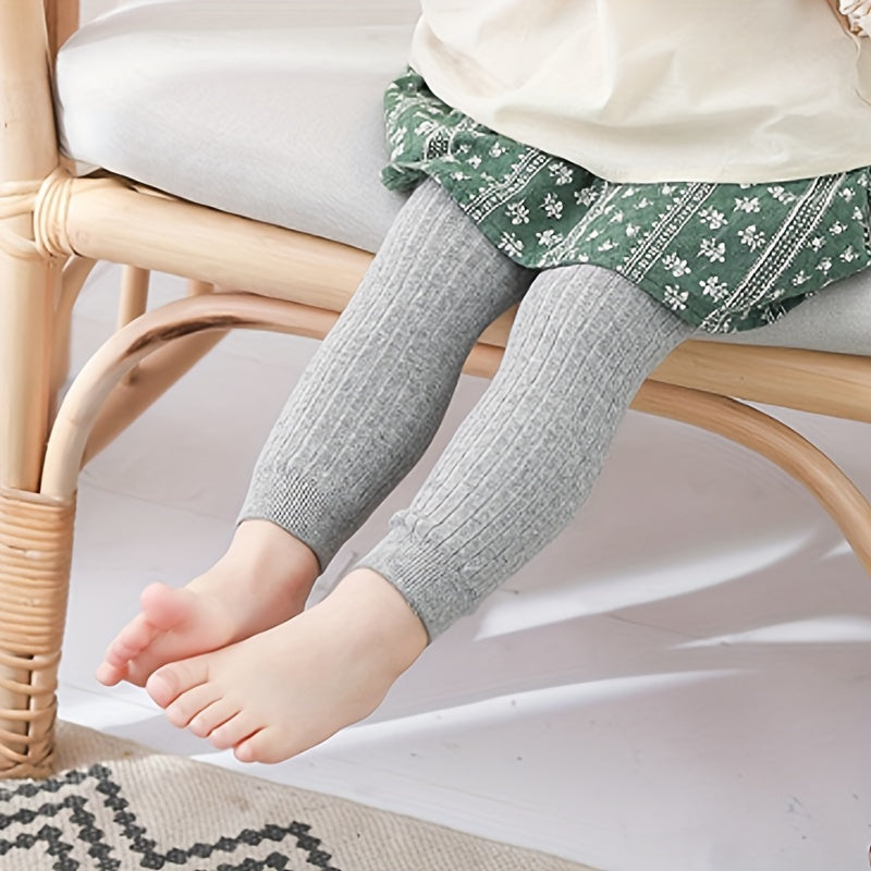 Nine-Point Pants, Pure Leggings for Infants, Ginger Yellow Leggings for Baby Girls, Spring And Autumn Nine-Point Leggings for Baby Girls, Girls' Leggings, Fabric
