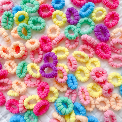 100pcs of Colorful Elastic Pineapple Hair Tie Hair Rope Small Rubber Band Hair Band with Packaging with Girl Headdress Jewelry Girl Hairstyle Design Additions