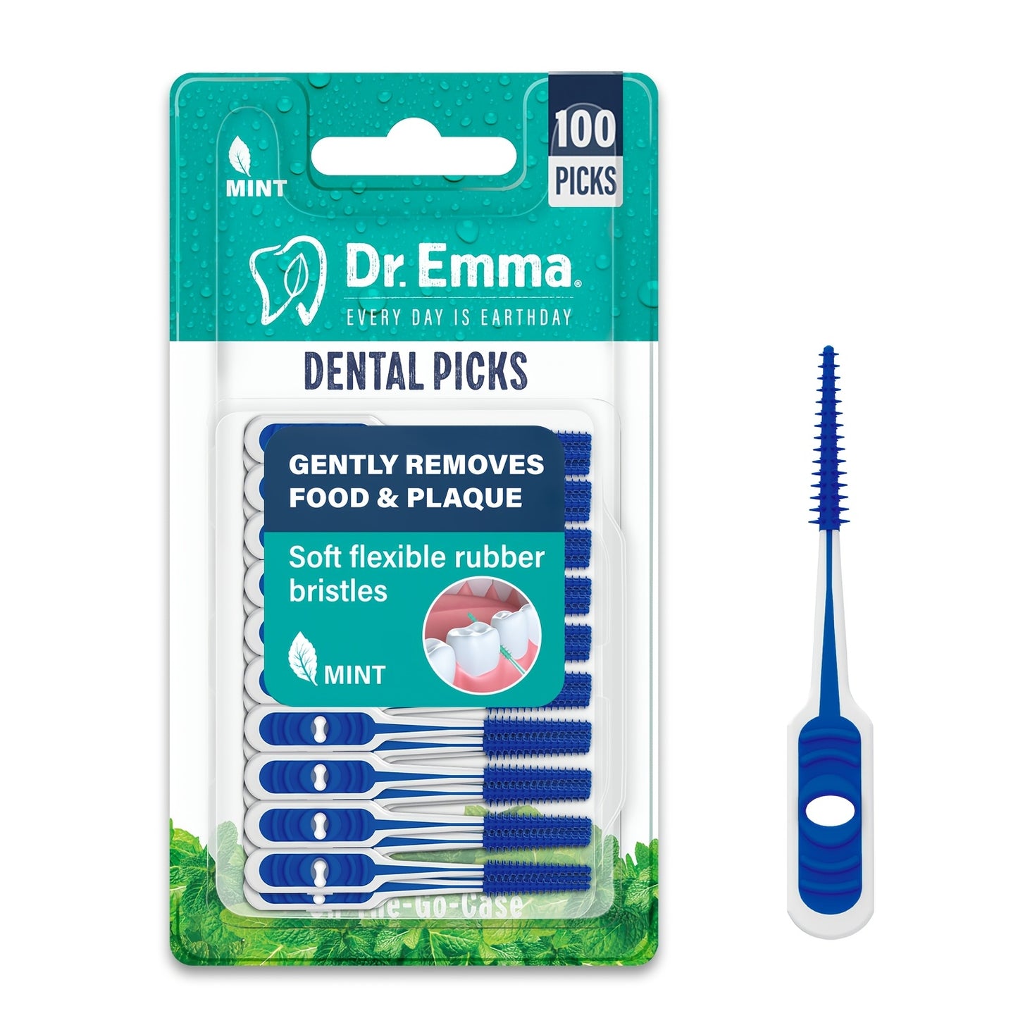 Dr. Emma 100Ct Dental Picks - Mint Flavor, Alcohol-Free, Gentle on Gums & Teeth, Ideal for Daily Oral Care, Dental Hygiene Essentials|Mint Flavor Picks|Durable Dental Picks, Dental Picks for Teeth, Dental Floss For Teeth, Dental Floss