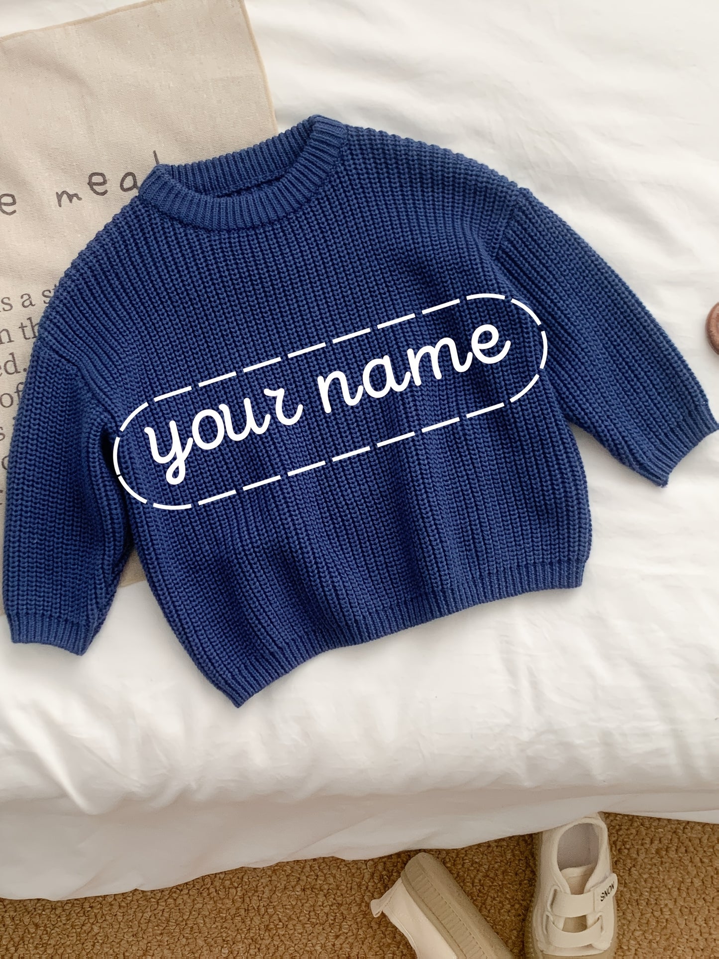 Girls' Casual Sweater with Personalized Name on Chest Area, Customizable, Perfect for Holiday Gifts