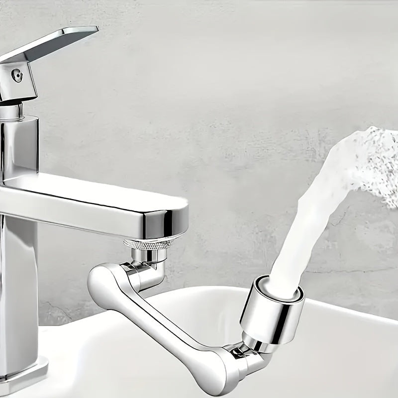 1pc 1080° Swivel Bathroom Faucet Nozzle, Silvery Design, Water-Saving, Suitable for Kitchen Faucet Extender, Washbasin Robotic Arm, Home Renovation Accessory, Fits RV Bathroom Faucet