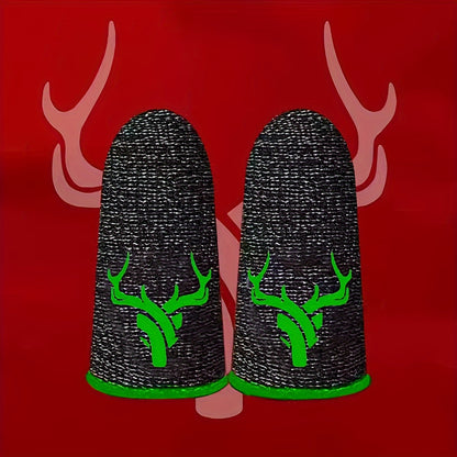Gaming Finger Sleeves - Breathable Antlers Sweat-proof Touch Screen Thumb And Finger Sleeves For Pubg Mobile Game Silvery Fiber 1 Pair - Fabric Knit Fabric