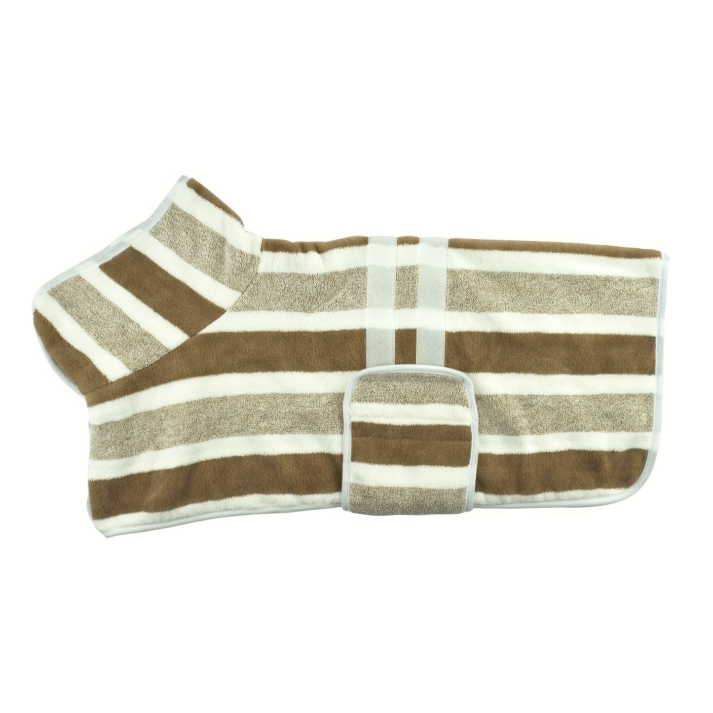 Quick-Drying Dog Bathrobe, Striped Towel Bathrobe, Super Absorbent Pet Robe with Adjustable Belly Strap Made of Ultra-Soft Fabric