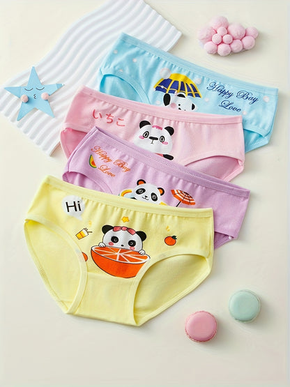 [8pcs Floral Panties Set] 8pcs Floral Print Cartoon Girl Triangle Panties, Mixed Colors Girls' Underwear Set