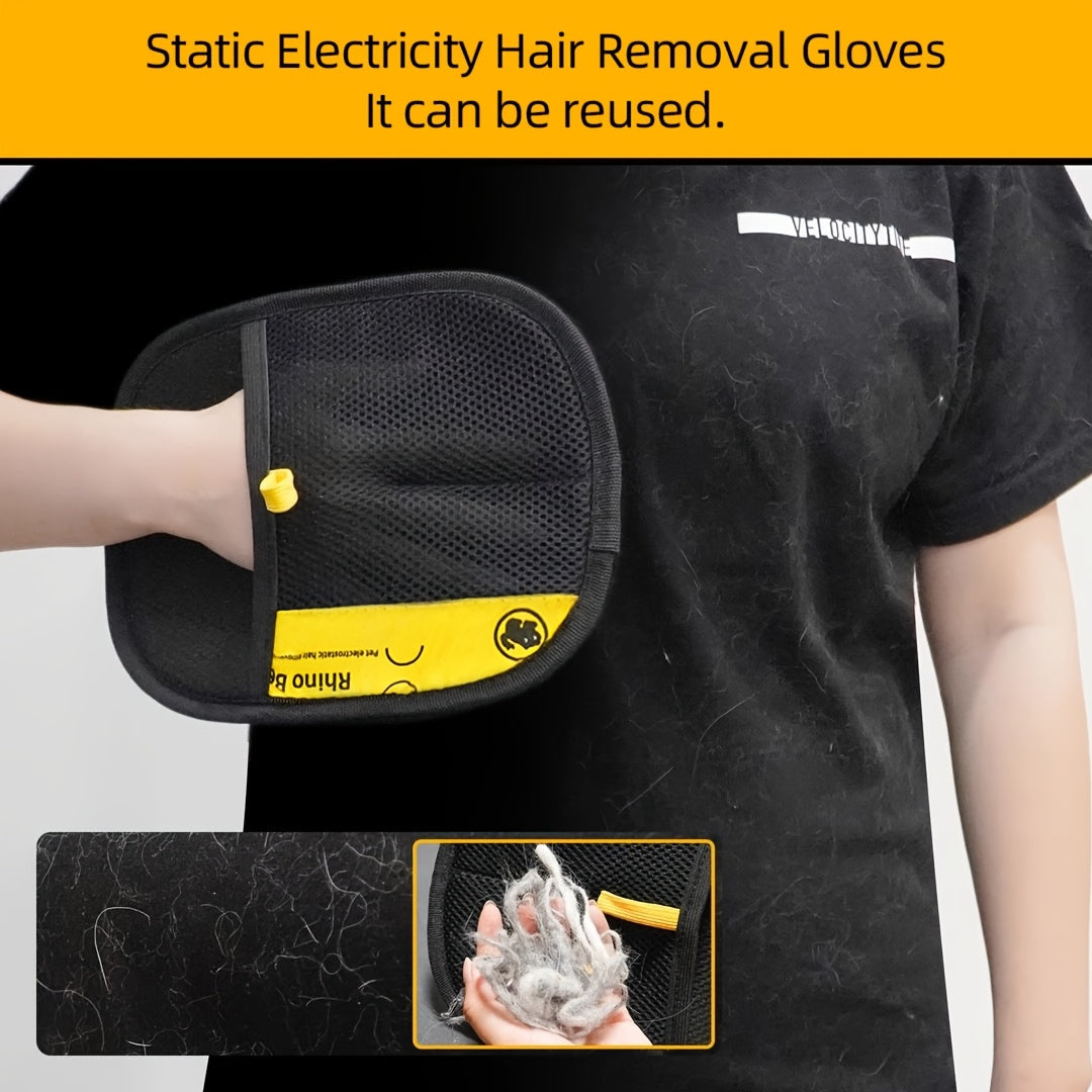 Pet hair removal gloves, cat hair cleaner, cat hair removal tool, cat grooming gloves, hair removal brush, lint remover, double-sided dog hair brush.