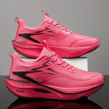 AOPLUS Men's Sneakers, Lightweight Breathable Low-Top Lace-Up Casual, Cushioned Rubber Sole, Gym Running, Pink & Colorway, All-Season