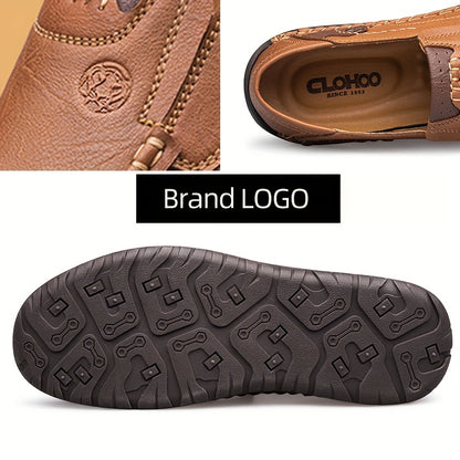 CLOHOO Men'S Handmade Shoes Soft Sole Comfortable Breathable Business Casual Shoes Rubber Sole Durable Sports Casual Shoes Slip On All-Season Office Youth Fashion Shoes