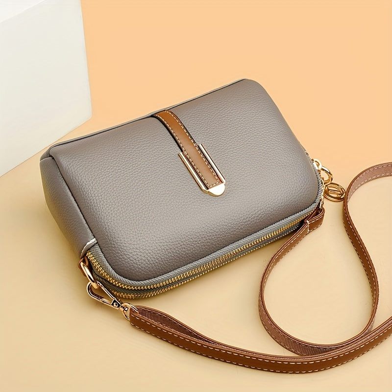 Crossbody Wallet-Purse, Shell Design with Zipper Closure, Handbag for Cash, Cards & Small Essentials, Multi-Color /Tan, Stylish Everyday & Special Occasion Accessory