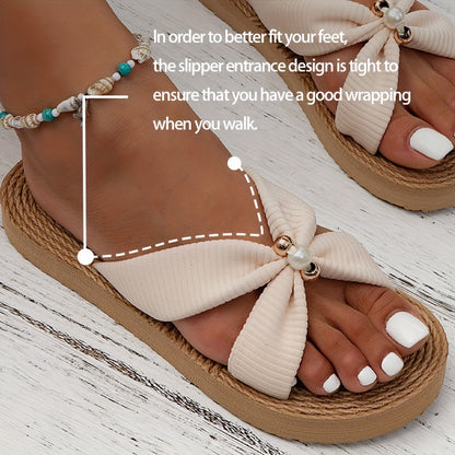 Lightweight And Comfortable Summer Beige Beaded Flat Sandals, Handcrafted with a Bohemian Style for The Beach., Women Shoes