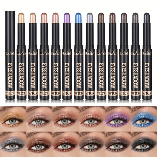 Eyeshadow Stick, Long-Lasting Waterproof Cream-to-Powder, Shimmer Glitter Finish with Brush Tip, Buildable Color for Smoky Day to Night Looks, Ideal for Music Festivals Parties & Casual Attire