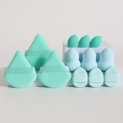 This 12pcs All-In-One Makeup Sponge Set Includes 3 Loose Powder Puffs, 3 Mini Cushion Sponges, 3 Makeup Sponges, And 3 Mini Makeup Sponges. These Sponges Are Perfect for Blending Liquids, Creams, And Powders. Latex-Free, Wet And Dry Use