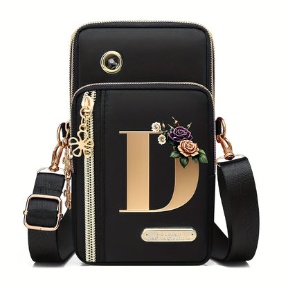 Flower Ben Letter Z Print Fashion Casual Shoulder Bag Crossbody Bag Coin Purse New Nylon Cloth New Mobile Phone Shoulder Bag Bag Women'S Bag