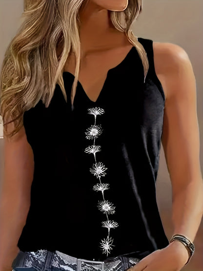 Casual Regular Fit Floral Cutout Tank Top