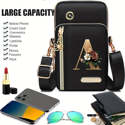 Flower Ben Letter Z Print Fashion Casual Shoulder Bag Crossbody Bag Coin Purse New Nylon Cloth New Mobile Phone Shoulder Bag Bag Women'S Bag