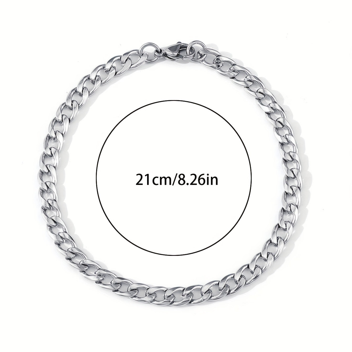 [Popular Chain Bracelet] 1pc Men's Stainless Steel Minimalist Silvery Chain Bracelet | Hip Hop Punk Style Fashionable Popular Jewelry Gift Party