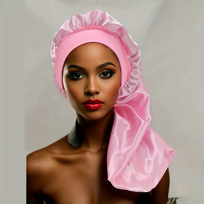 [1pc Satin Sleep Bonnet] 1pc Extra Large Satin Sleep Bonnet for Women - Long Hair Protection for Straight Curly Dreadlock And Braids, Night Cap - Bathroom Accessories