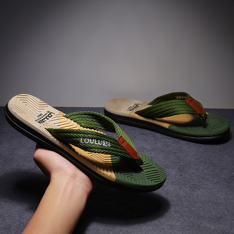 Men's Trendy 2023 New Color Block Flip Flops Quick Drying Slides Slippers For Indoor Outdoor Shower Beach Pool