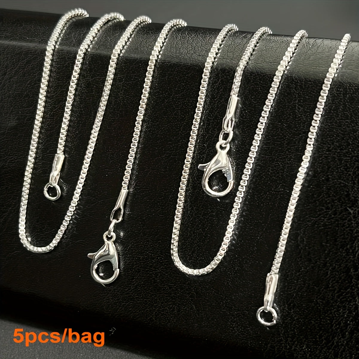 5pcs Silver-plated Plated Link Chain Necklaces with Lobster Clasps - 16-30 Inch Versatile Jewelry Making Chains for Fashion Accessories, Fashion Jewelry Making|Textured Metal Chains|Durable Metal Chains, Jewelry Making Supplies