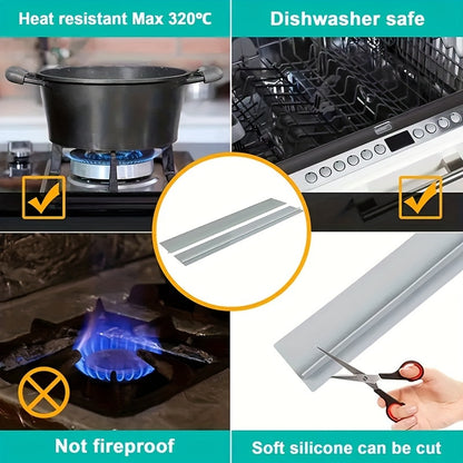 2pcsDurable Gap Sealing Strip for Kitchen-High-Temperature,Waterproof & Dirt Resistant; An Essential Upgrade for Clean AndCrumb-Free Countertops