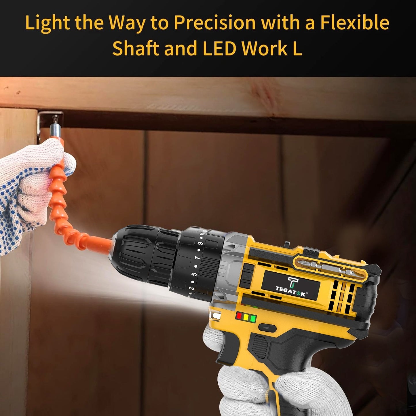 20V Industrial Electric Cordless Impact Drill, Drilling Concrete Walls, Powerful Performance, Easy to Drill Holes, Can Tighten Screws, 3/8-inch Keyless Chuck, 18+3 Torque Setting, Built-in LED Light, 35Nm Maximum Torque, 2.0Ah Battery, Perfect Gift