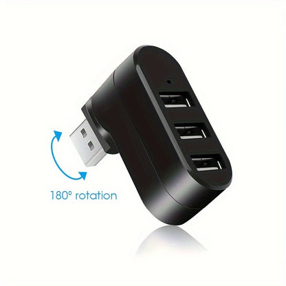 2.0 Rotating 3-Port USB Hub with 360° Swivel Base, Compact Design for Laptops & Desktops, Multi-Port Connectivity, Durable Construction, Compatible with USB-C & USB-A Devices, Laptop Accessory, Modern Accessory, Sturdy Construction