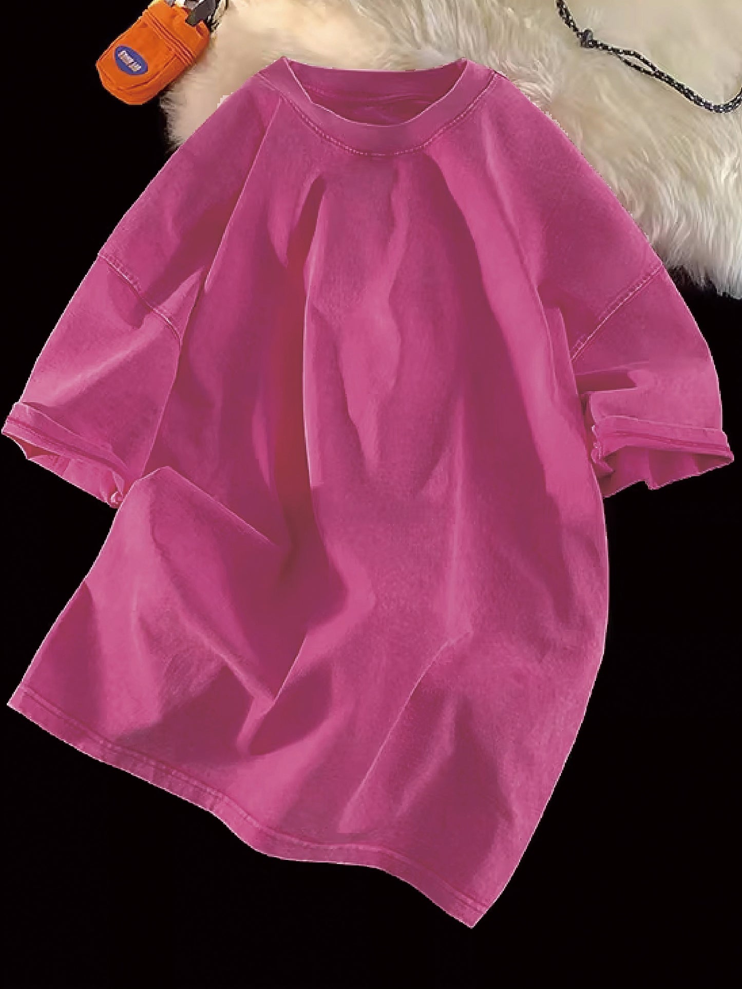 8.47 oz Heavyweight Pure Washed And Distressed Couple'S Unisex Loose American Retro Short-Sleeve T-Shirt for Spring And Summer, Trendy Men'S T-Shirt