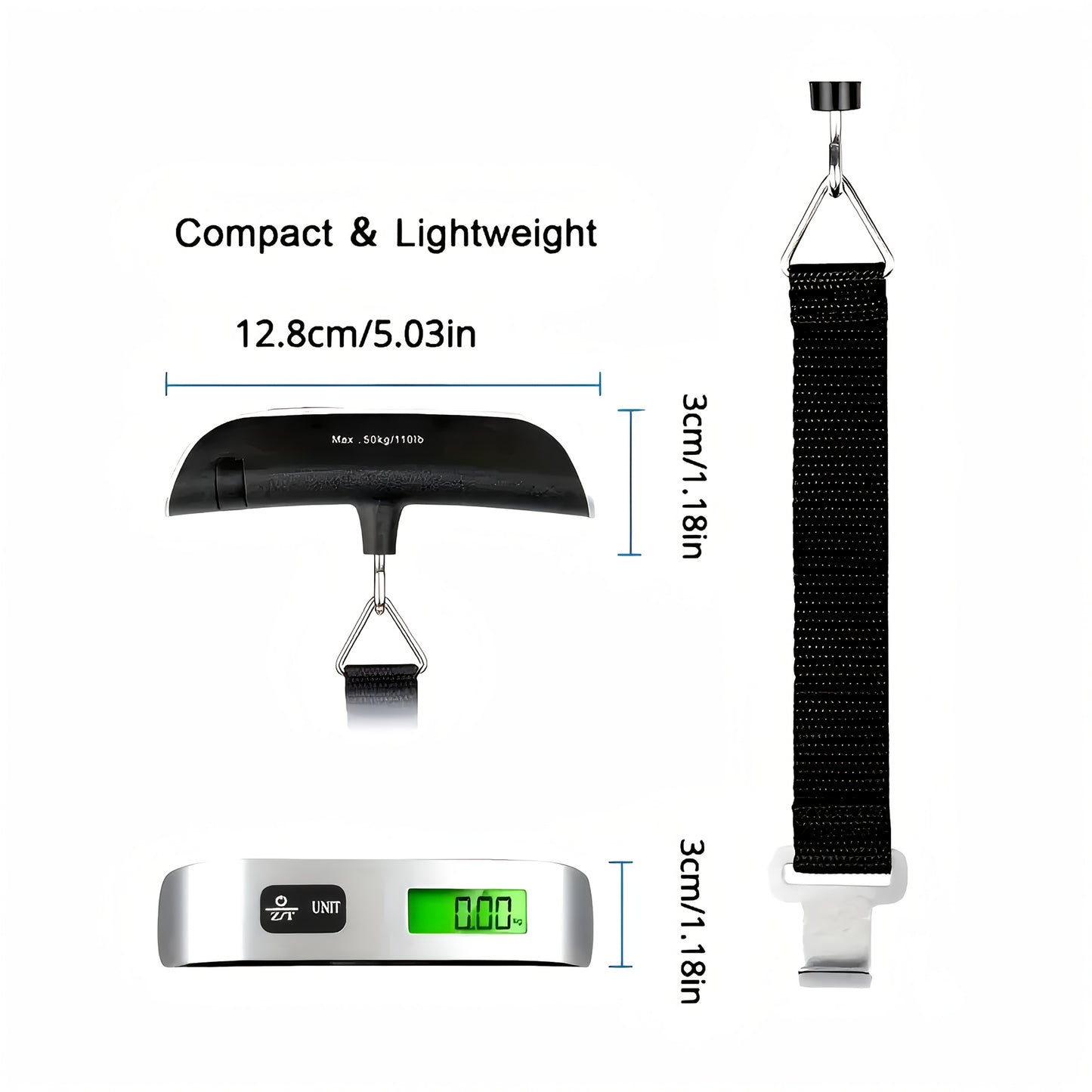 Portable 50kg/10g Hanging Electronic Digital Travel Luggage Scale