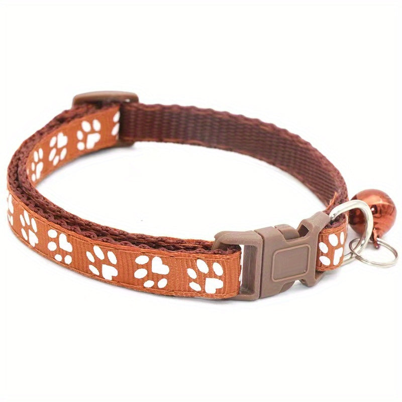 Pet Sticker Cloth Collar Dog Cat Collar Single Footprint Paw Print Bell Collar Cat Buckle Collar Burst Money Ring