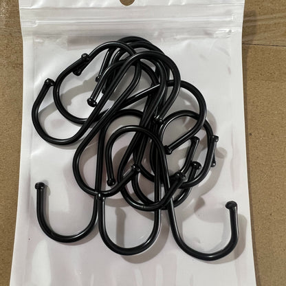 10J S-Shaped Hooks, Non-Slip S Hooks, Black S Hooks, Suitable for Hanging Plants, Wardrobes, Garden, And Kitchen Additions