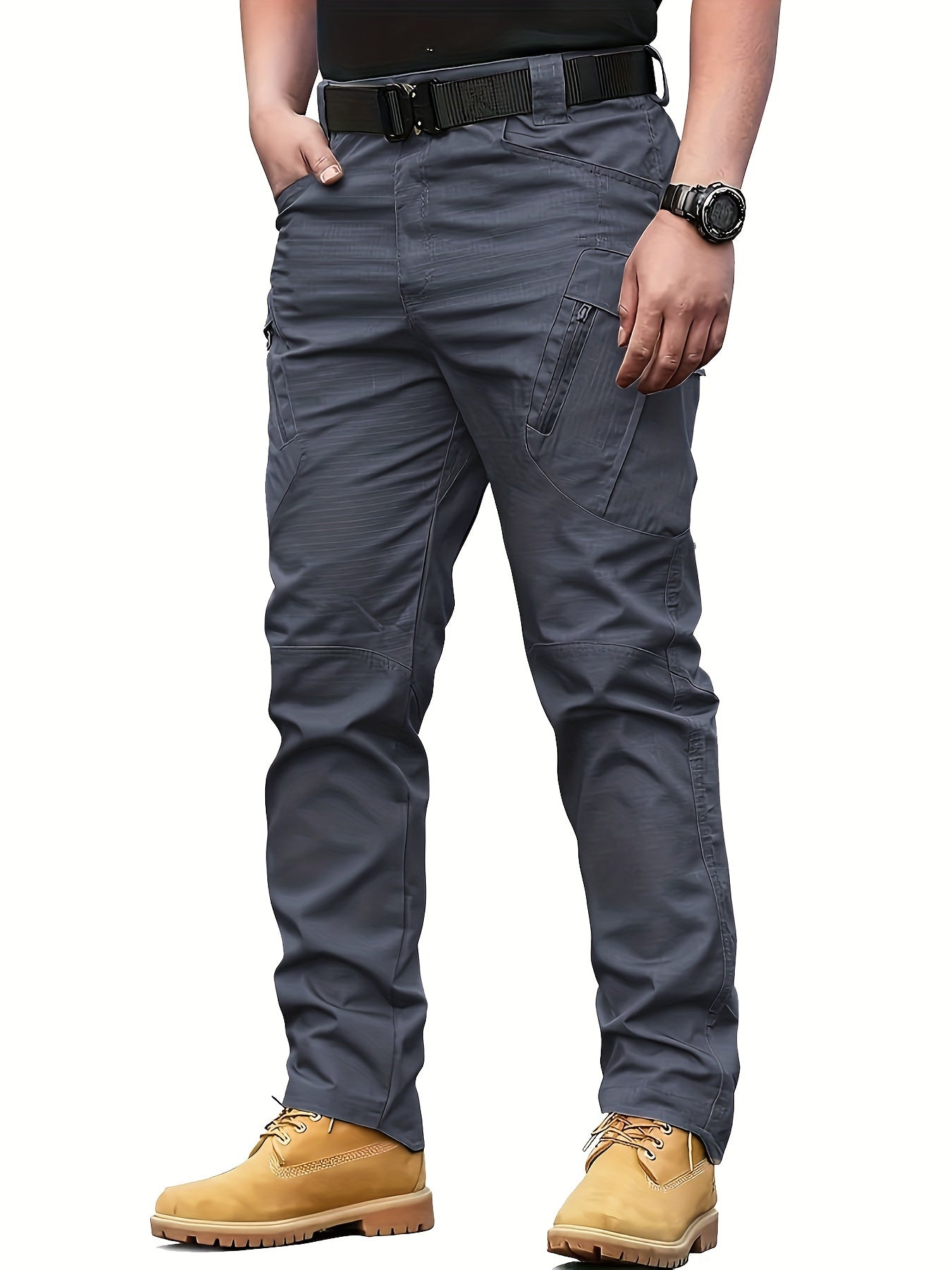 Men's Tactical Cargo Pants, Multi-Pocket, Wear-Resistant and Scratch-Proof, Suitable for Outdoor Construction Workers' Construction Wear, Hiking, Spring and Autumn Seasons