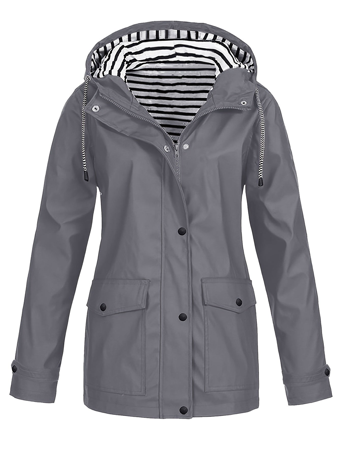 Women'S Hooded Long Sleeve Solid Color Casual Jacket | Fashionable and Versatile with and Pockets