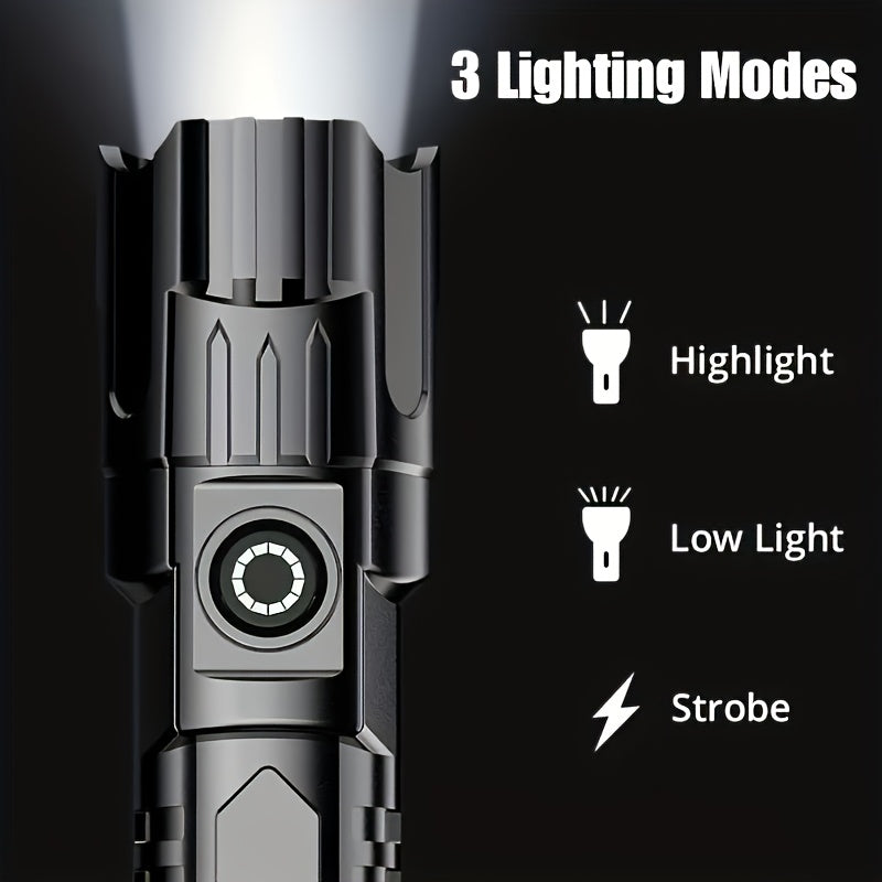 APOLLOFIRE Super Bright LED Flashlight - Rechargeable High Lumen Handheld Light with Adjustable Focus, Long-Lasting Battery Life, Tactical Design for Outdoor and Emergency Use, Rechargeable Flashlight, IPX4